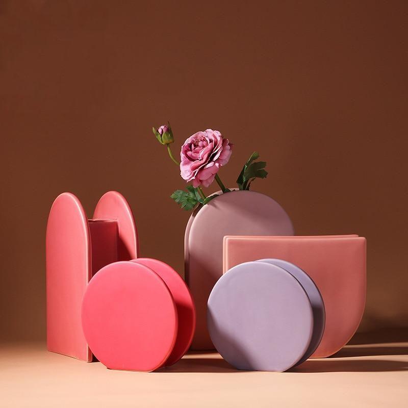 Rose & Lavender Geometric Ceramic Containers